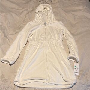 New with tag Carters White Terry Hooded Zip-Up Robe Swim Coverup Beach Girls 7